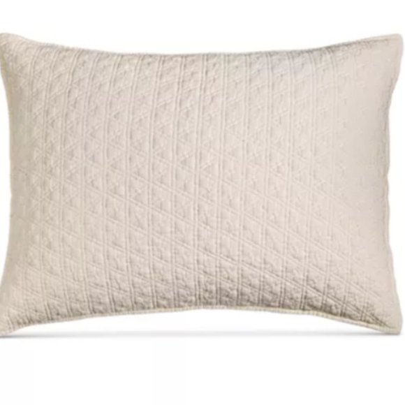 Lucky Brand Home King Pillow Sham Color- Ivory Quilted Pillow Cover - Picture 2 of 8